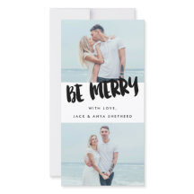 Seien Sie Merry Brush Script Holiday Foto Card