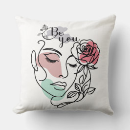 Seien Sie mit einer Linie Kunst Frau Gesicht Linie Kissen