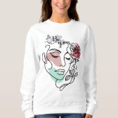 Seien Sie mit einer Linie Kunst Frau Gesicht Linie Sweatshirt (Vorderseite)