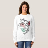 Seien Sie mit einer Linie Kunst Frau Gesicht Linie Sweatshirt (Vorne ganz)