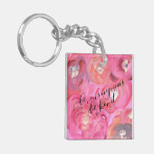 Seien Sie mutig sein freundlich Floral Square Schl Schlüsselanhänger (Vorderseite links)