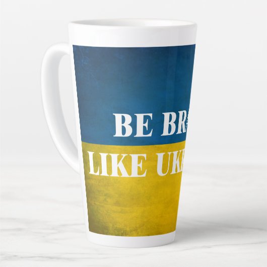 Seien Sie mutig wie ein strukturiertes Zitat aus d Milchtasse (Linke Ecke)