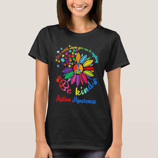 Seien Sie nett Autismus Bewusstsein Blume Puzzle K T-Shirt (Vorderseite)