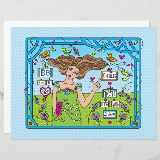 Seien Sie nett zu anderen.Flachpapier Blatt 11"x 8 (Vorne/Hinten)