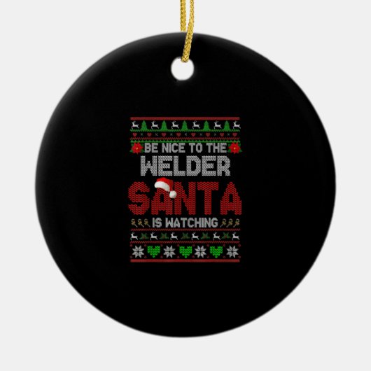 Seien Sie nett zu Ihrem wohlhabenden Weihnachtswun Keramik Ornament (Vorne)