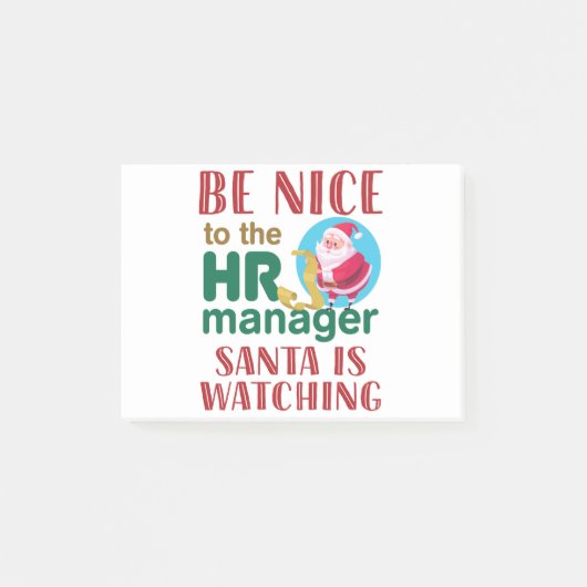 Seien Sie nett zum HR Manager, den Santa beobachte Post-it Klebezettel (Vorderseite)