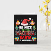 Seien Sie nett zur Kellnerin, die der Weihnachtsma Karte (Gelbe Blume)