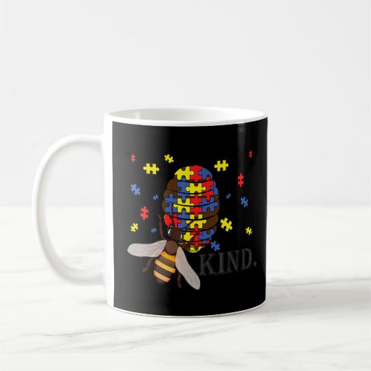 Seien Sie nette Autismus Bewusstsein Bee Puzzle Pi Kaffeetasse (Links)