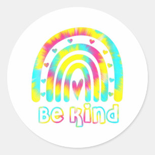 Seien Sie nette Gefärbte Krawatte Rainbow Kindness Runder Aufkleber