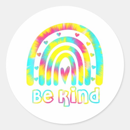 Seien Sie nette Gefärbte Krawatte Rainbow Kindness Runder Aufkleber (Vorderseite)