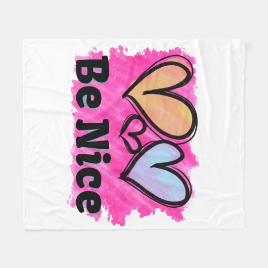 Seien Sie nette Wasserfarbenherzen Fleecedecke (Vorderseite (Horizontal))