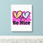 Seien Sie nette Wasserfarbenherzen Leinwanddruck (Insitu (Holzboden))