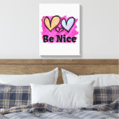 Seien Sie nette Wasserfarbenherzen Leinwanddruck (Insitu (Schlafzimmer))