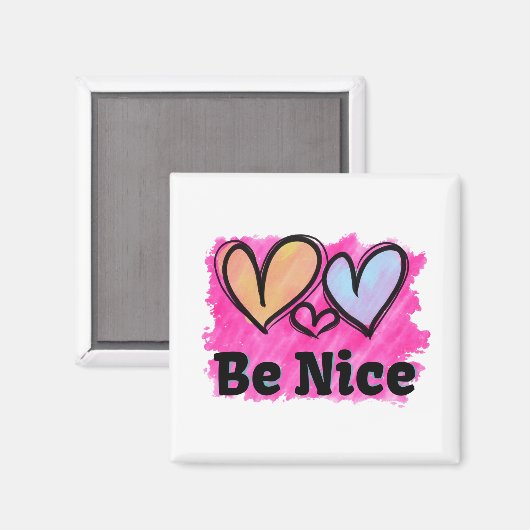 Seien Sie nette Wasserfarbenherzen Magnet (Vorderseite/Rückseite)