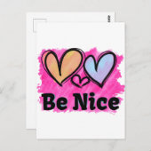 Seien Sie nette Wasserfarbenherzen Postkarte (Vorne/Hinten)