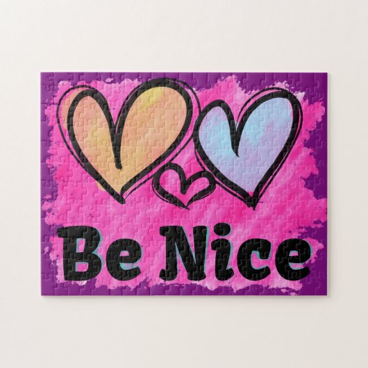 Seien Sie nette Wasserfarbenherzen Puzzle (Horizontal)