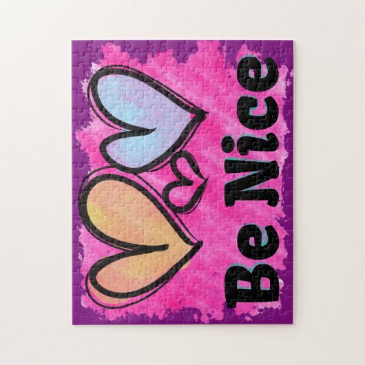 Seien Sie nette Wasserfarbenherzen Puzzle (Vertikal)