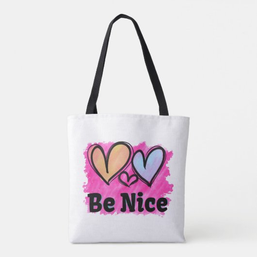 Seien Sie nette Wasserfarbenherzen Tasche (Rückseite)