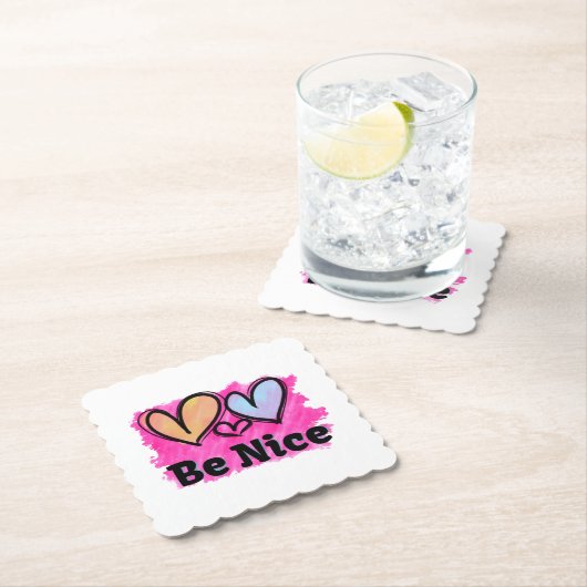 Seien Sie nette Wasserfarbenherzen Untersetzer (Vor Ort)