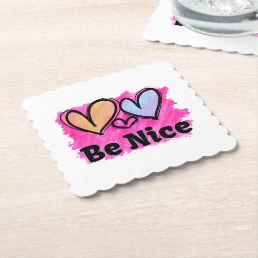 Seien Sie nette Wasserfarbenherzen Untersetzer (angewinkelt)