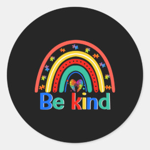 Seien Sie netter Rainbow-Kindness Inspiration Auti Runder Aufkleber