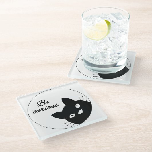 Seien Sie neugierig Glasuntersetzer (Schrägansicht)