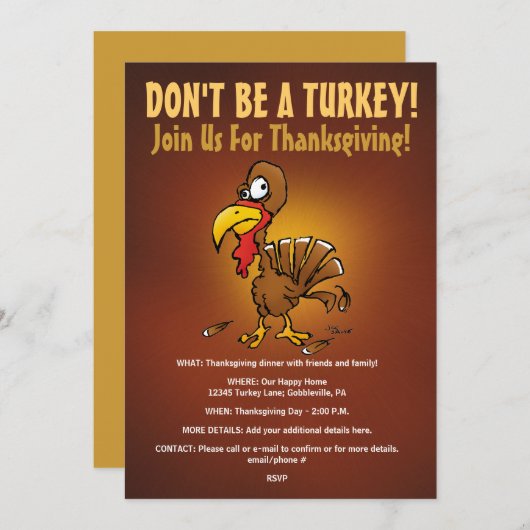 Seien Sie nicht eine lustige Erntedank-Einladung Einladung (Vorne/Hinten)