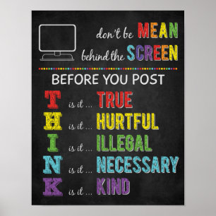 Seien Sie nicht Gemein hinter dem Bildschirm Anti  Poster