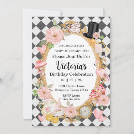 Seien Sie nicht zu spät zu Rosa Geburtstagsparty e Einladung