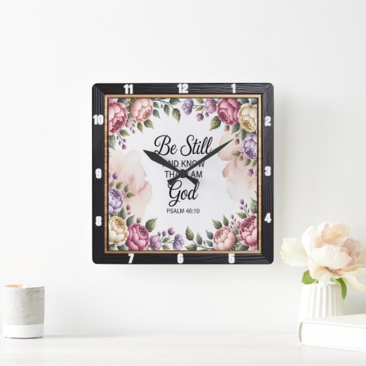 Seien Sie noch Gott Blumenrahmen Quadratische Wanduhr (Zuhause)