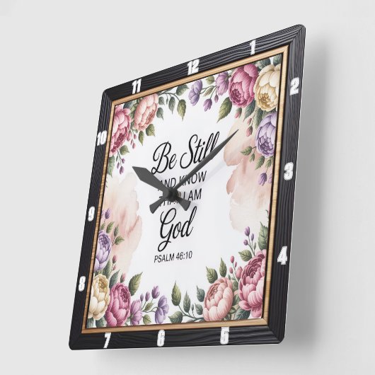 Seien Sie noch Gott Blumenrahmen Quadratische Wanduhr (Winkel)