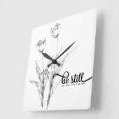 Seien Sie noch schwarz und weiß Stift Sketch Tulip Quadratische Wanduhr (Winkel)
