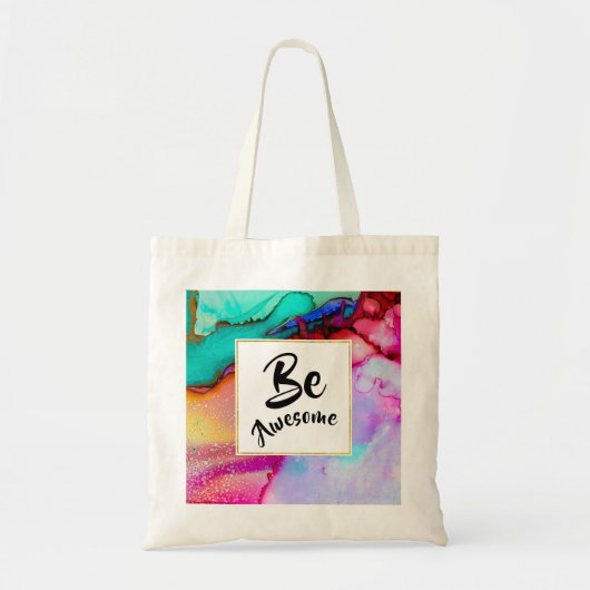 Seien Sie Phantastisch, rosa und türkisfarben, Abs Tragetasche (Vorne)