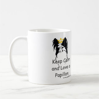 Seien Sie ruhig und Liebe ein Papillon Kaffeetasse