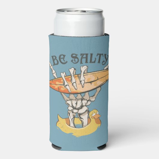 Seien Sie salzig Skelett & Surfboard Selters Dosenkühler (Seltzer Rückseite)