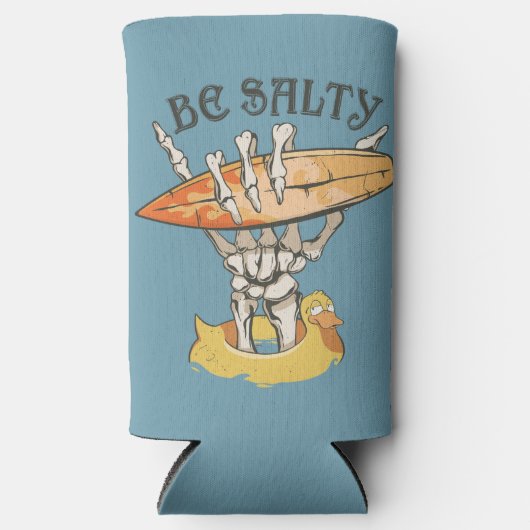 Seien Sie salzig Skelett & Surfboard Selters Dosenkühler (Vorderseite)