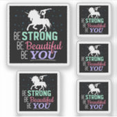 Seien Sie schön - Gymnastik Einhorn Aufkleber (Vorderseite)