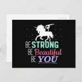 Seien Sie schön - Gymnastik Einhorn Postkarte (Vorne/Hinten)