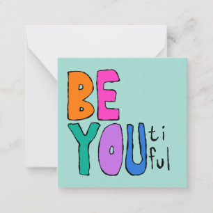 Seien Sie schön, schöne Briefe farbenfroh hell Mitteilungskarte