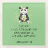 Seien Sie selbst Emerson Zitat mit Boho Panda Glasuntersetzer (Vorderseite)