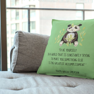 Seien Sie selbst Emerson Zitat mit Boho Panda Kissen