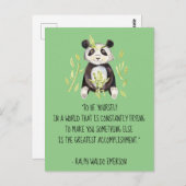 Seien Sie selbst Emerson Zitat mit Boho Panda Postkarte (Vorne/Hinten)