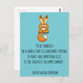 Seien Sie selbst Emerson Zitat mit Fox Postkarte (Vorne/Hinten)