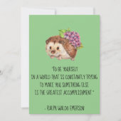 Seien Sie selbst Emerson Zitat mit Igel-Flachkarte Karte (Vorderseite)