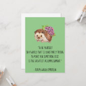 Seien Sie selbst Emerson Zitat mit Igel-Flachkarte Karte (Vorderseite/Rückseite Beispiel)