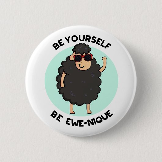 Seien Sie selbst Ewenique Funny Sheep Pub Button (Vorderseite)
