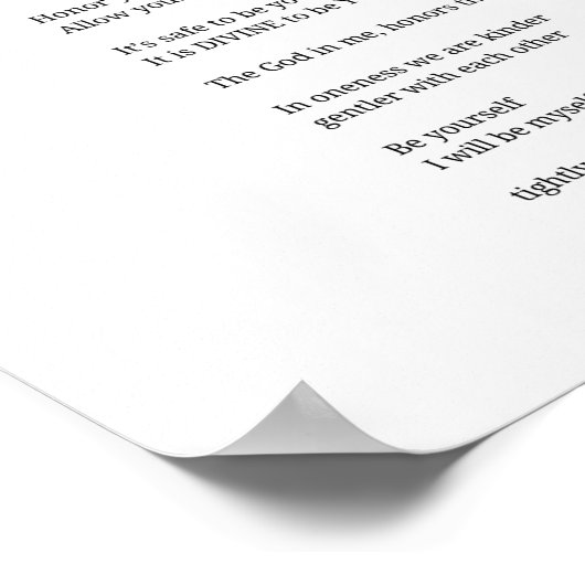 Seien Sie selbst Gedicht Schwarz-weiße Wandkunst D Poster (Ecke)