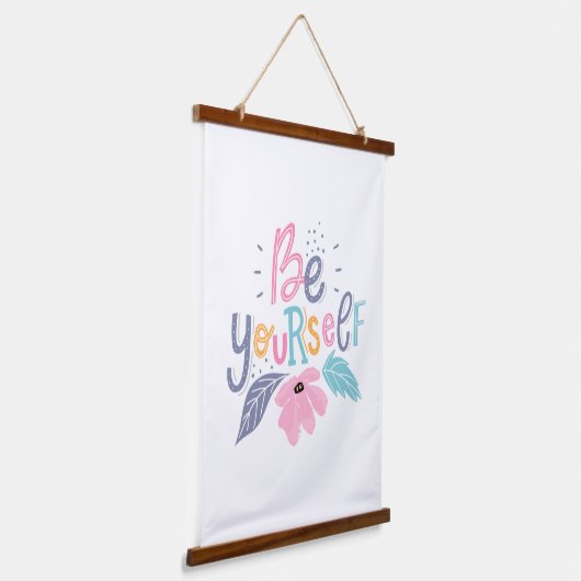 Seien Sie selbst | Pastell - Blume Wandteppich Mit Holzrahmen (Gewinkelt)