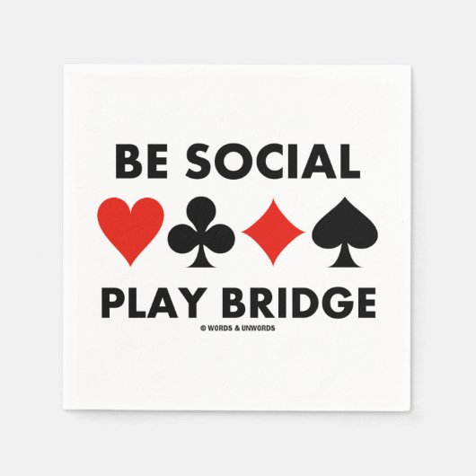 Seien Sie Social Play Bridge Vier-Card-Anzug Ratsc Serviette (Vorderseite)
