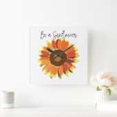 Seien Sie Sonnenblume Quadratische Wanduhr (Zuhause)